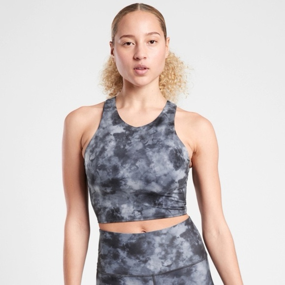 Athleta Size XS Gray Tie Dye Crop Racerback Tank